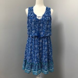 Blue Casual Floral Girls Dress